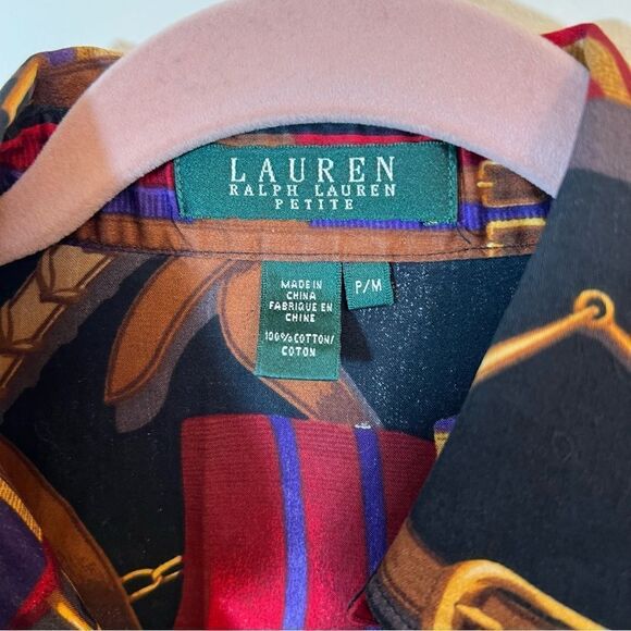 ✨ Lauren Ralph Lauren Vintage Women’s Equestrian Gold Chain Long Sleeve PM - Picture 3 of 10